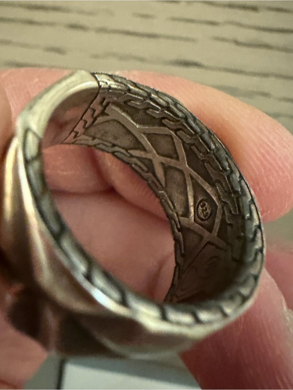 John Hardy Silver Textured Wide Band Ring Size 11 - Picture 10 of 14